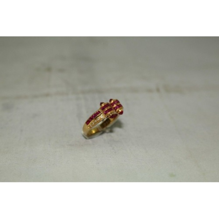 Handmade Copy of Art Deco Design 18k Yellow Gold Ring, Real Red Ruby & Diamonds | Save 33% - Rajasthan Living 10