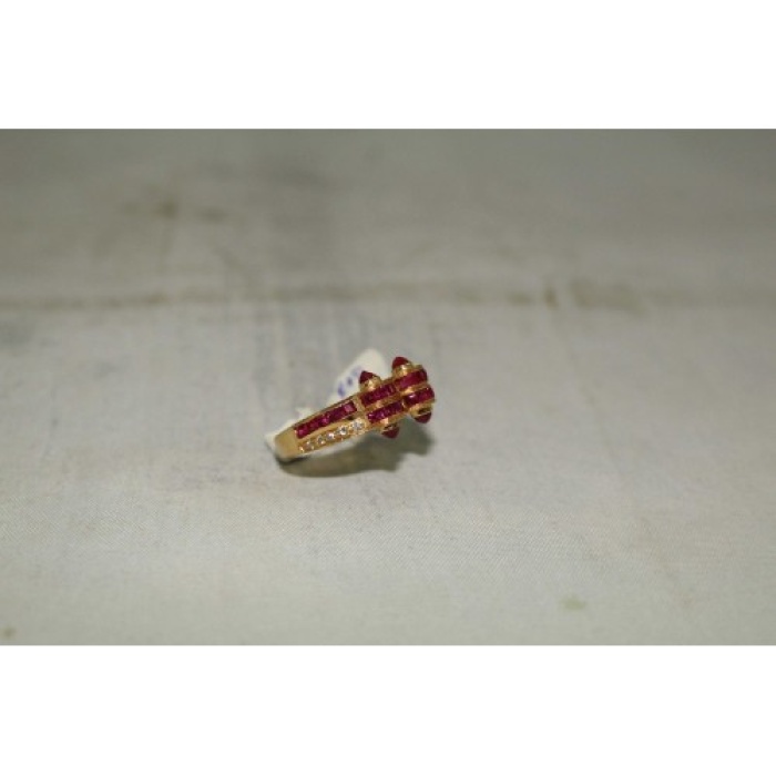 Handmade Copy of Art Deco Design 18k Yellow Gold Ring, Real Red Ruby & Diamonds | Save 33% - Rajasthan Living 11