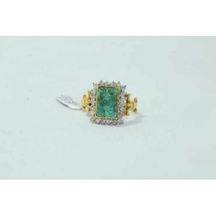 18Kt Yellow Gold Ring Natural Carved Emerald Stones Diamond | Save 33% - Rajasthan Living 10