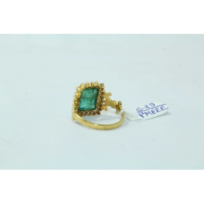 18Kt Yellow Gold Ring Natural Carved Emerald Stones Diamond | Save 33% - Rajasthan Living 12