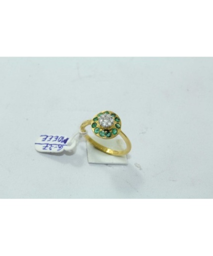 18Kt Yellow Gold Ring Natural Emerald Stones Diamond Pressure Setting | Save 33% - Rajasthan Living
