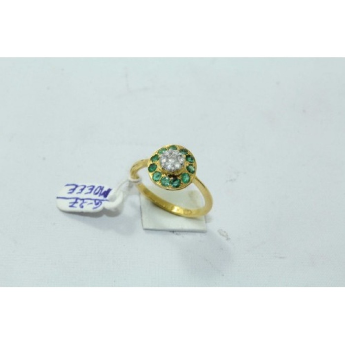 18Kt Yellow Gold Ring Natural Emerald Stones Diamond Pressure Setting | Save 33% - Rajasthan Living 5