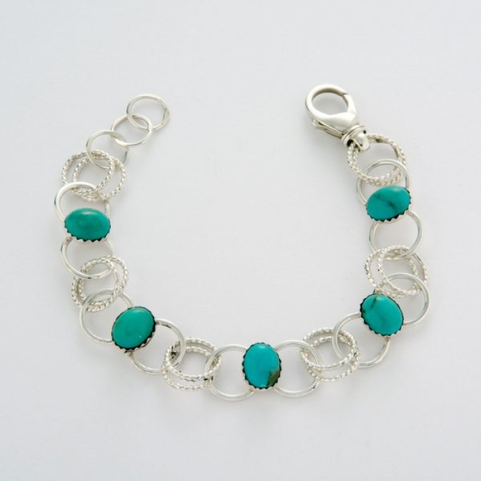 Circles With Turquoise Gemstones Bracelet | Save 33% - Rajasthan Living 5