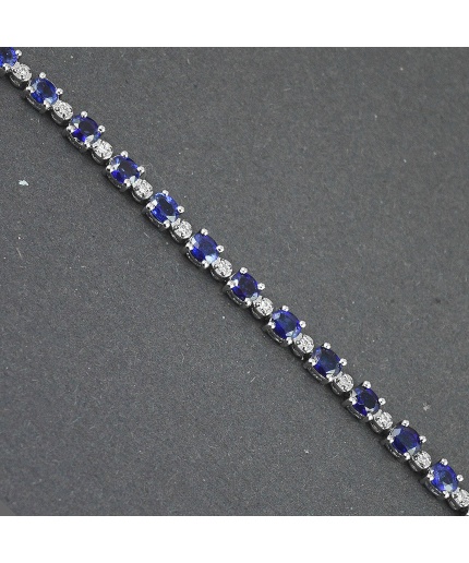 Natural Sapphire,cz 925 Sterling Silver Bracelet | Save 33% - Rajasthan Living 3