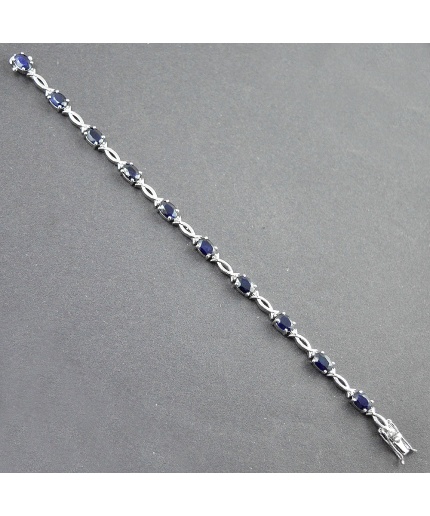 Natural Sapphire,Diamond  925 Sterling Silver Bracelet | Save 33% - Rajasthan Living 3