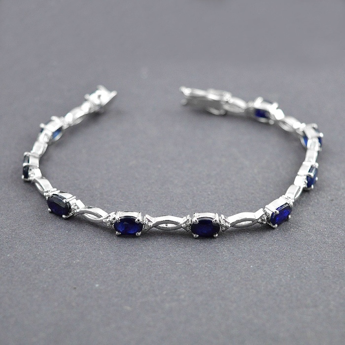 Natural Sapphire,Diamond  925 Sterling Silver Bracelet | Save 33% - Rajasthan Living 5
