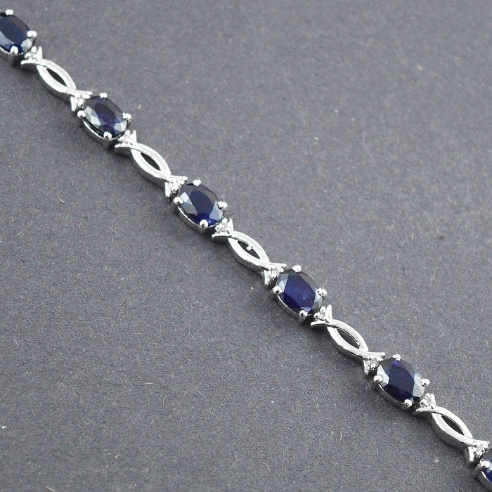 Natural Sapphire,Diamond  925 Sterling Silver Bracelet | Save 33% - Rajasthan Living 7
