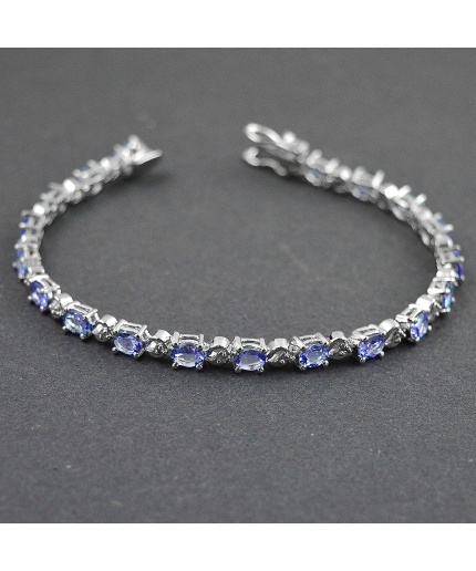 Natural Tenzanite,Diamond 925 Sterling Silver Bracelet | Save 33% - Rajasthan Living 5
