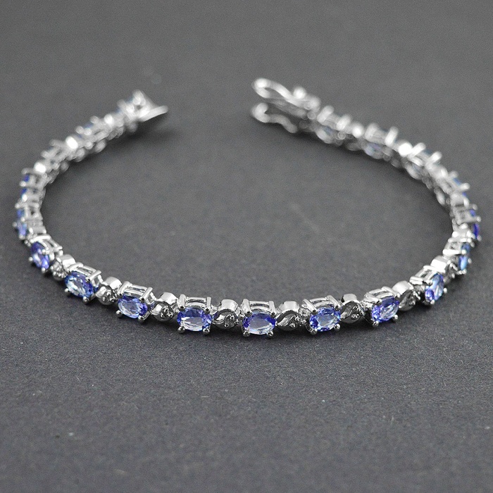 Natural Tenzanite,Diamond 925 Sterling Silver Bracelet | Save 33% - Rajasthan Living 5