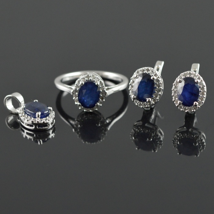 Natural Deffuse Sapphire/Zircon 925 Sterling Silver Ring Set | Save 33% - Rajasthan Living 5
