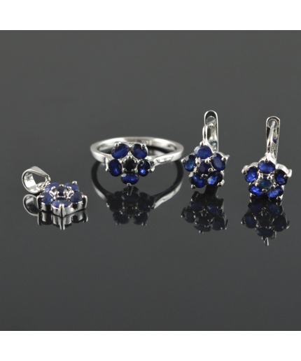 Natural Sapphire 925 Sterling Silver Ring Set | Save 33% - Rajasthan Living