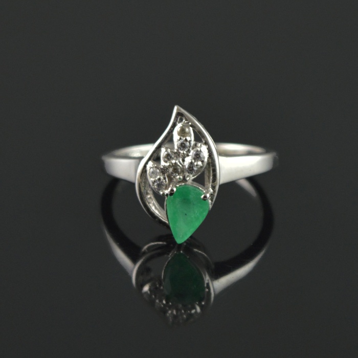 Natural Emerald, Zircon 925 Sterling Silver Ring Set | Save 33% - Rajasthan Living 7