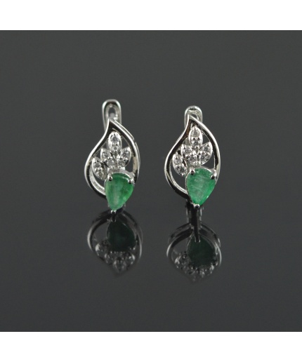 Natural Emerald, Zircon 925 Sterling Silver Ring Set | Save 33% - Rajasthan Living 3