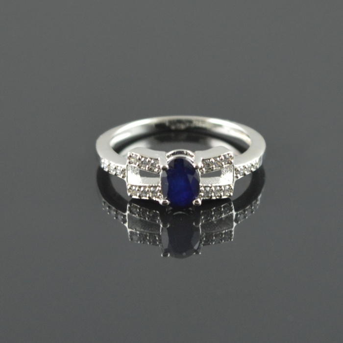 Natural Sapphire/Zircon 925 Sterling Silver Ring Set | Save 33% - Rajasthan Living 9