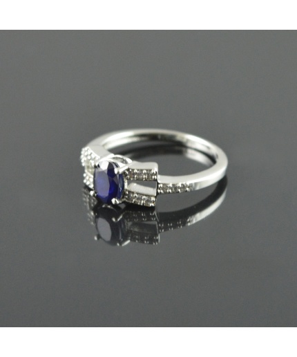 Natural Sapphire/Zircon 925 Sterling Silver Ring Set | Save 33% - Rajasthan Living 3