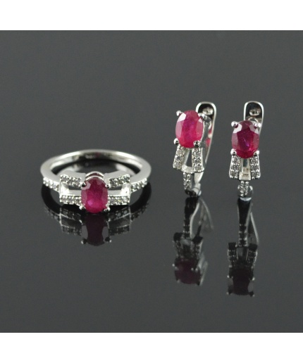 Natural Ruby/Zircon 925 Sterling Silver Ring Set | Save 33% - Rajasthan Living 5