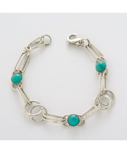 Twisted Ovals & Interlocking Circle Bracelet With Turquoise | Save 33% - Rajasthan Living