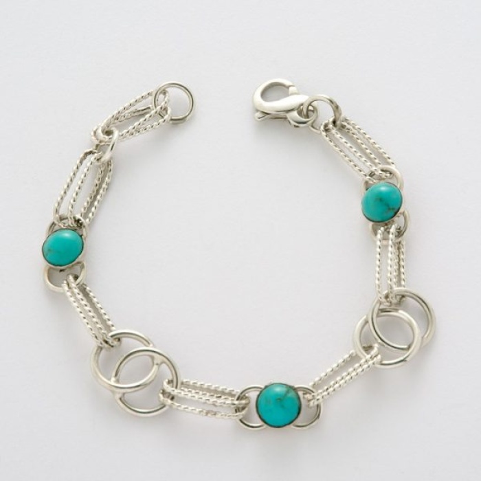 Twisted Ovals & Interlocking Circle Bracelet With Turquoise | Save 33% - Rajasthan Living 5