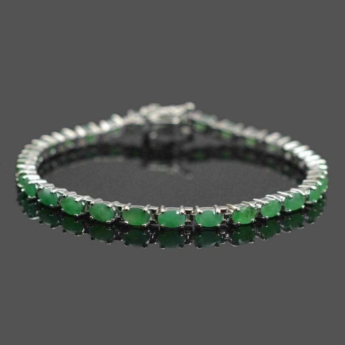 5×3-mm-Oval-Natural-Green-Emerald-Gemstone-925-Sterling-Silver-Tennis-Bracelet | Save 33% - Rajasthan Living 5