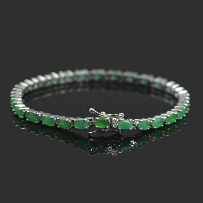 5×3-mm-Oval-Natural-Green-Emerald-Gemstone-925-Sterling-Silver-Tennis-Bracelet | Save 33% - Rajasthan Living 8