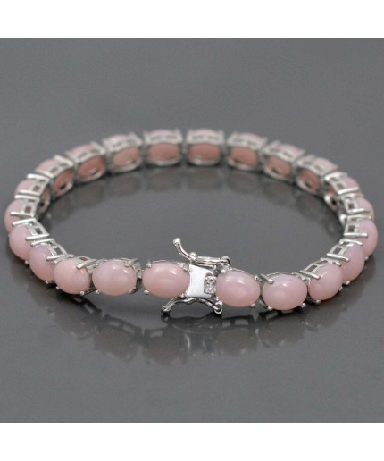 925-Silver-Bracelet-Natural-Opaque-Pink-Opal-Bracelet-Opaque-Pink-Opal-Oval | Save 33% - Rajasthan Living 3