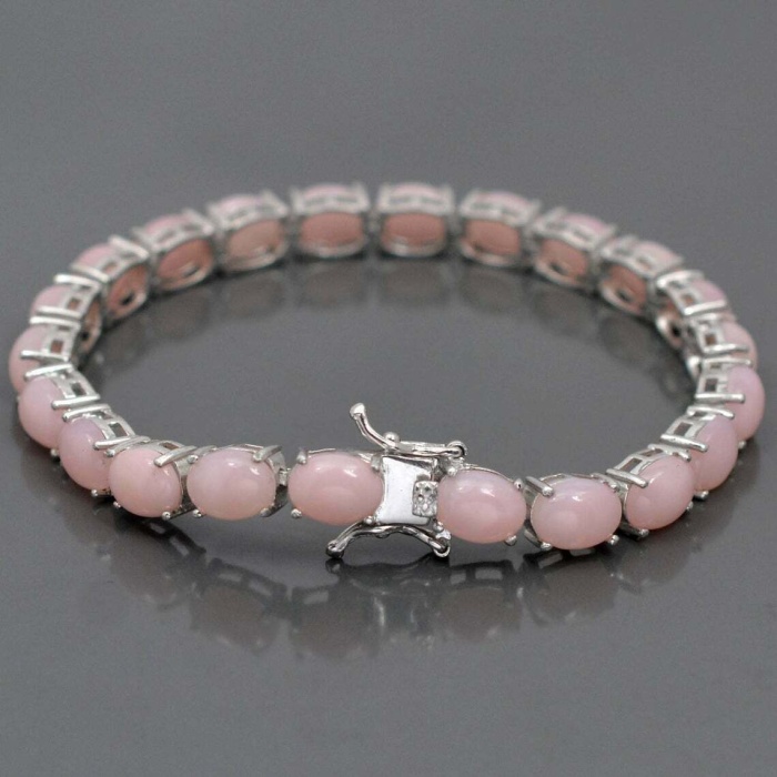 925-Silver-Bracelet-Natural-Opaque-Pink-Opal-Bracelet-Opaque-Pink-Opal-Oval | Save 33% - Rajasthan Living 6