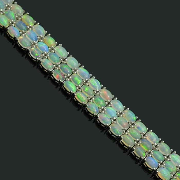Natural Ethiopian Opal Gemstone 925 Sterling Silver Three Tennis Bracelet | Save 33% - Rajasthan Living 7