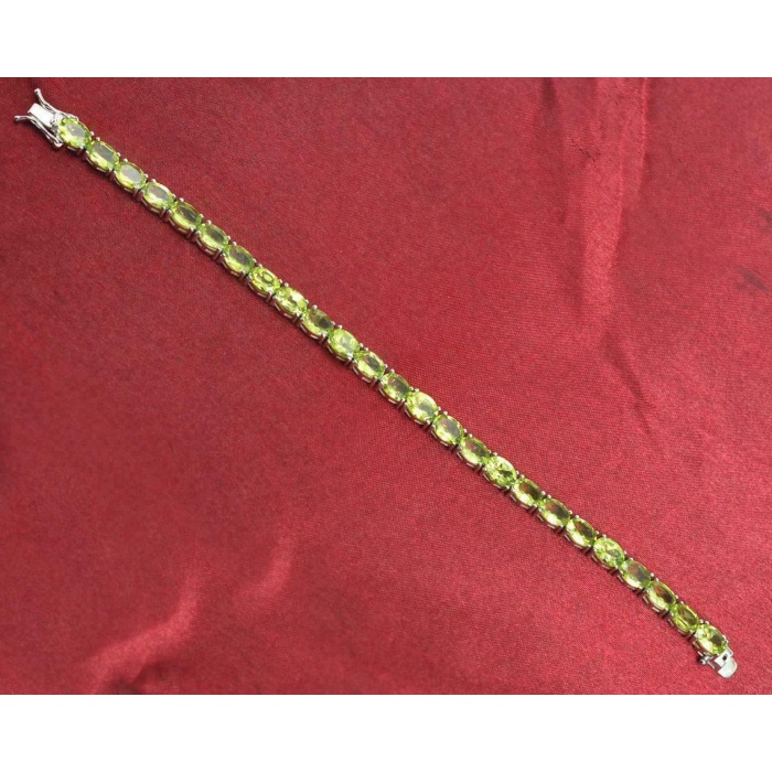 Natural Peridot Bracelet, 925 Silver Bracelet, Tennis Bracelet,Oval Cut Peridot | Save 33% - Rajasthan Living 9