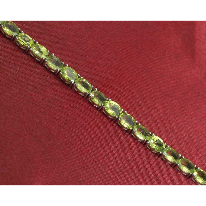 Natural Peridot Bracelet, 925 Silver Bracelet, Tennis Bracelet,Oval Cut Peridot | Save 33% - Rajasthan Living 8