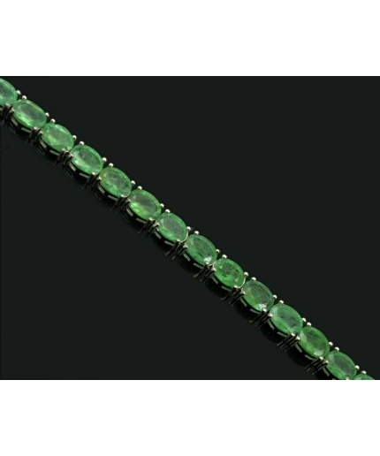 Natural Zambian Emerald Gemstone 925 Sterling Silver Tennis Bracelet | Save 33% - Rajasthan Living 3