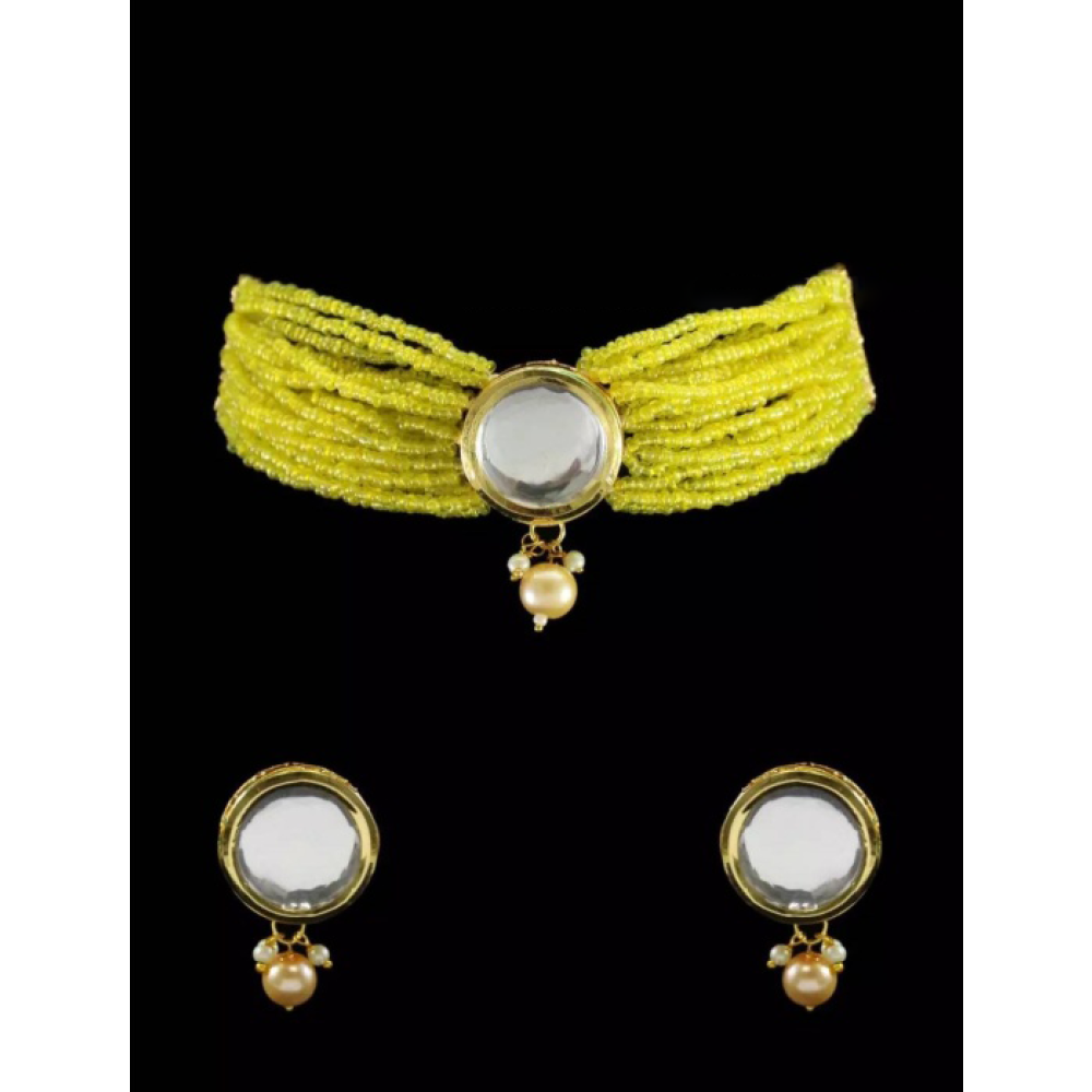 Round Kundan Handmade Bollywood Gold Jewelry, Indian Wedding Necklace, Bridal Choker, Kundan Necklace  Choker, Yellow Choker | Save 33% - Rajasthan Living