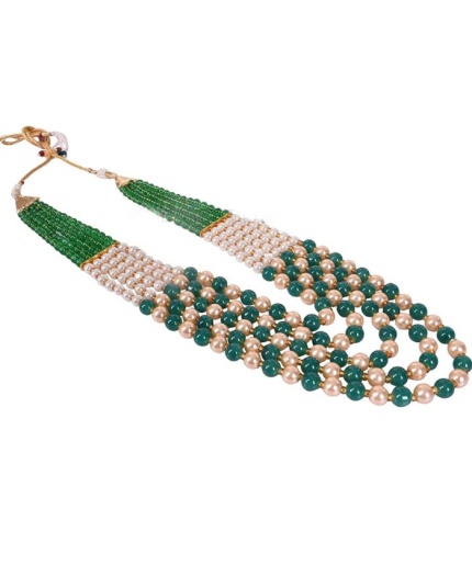 Indian Bollywood White and Green Long Moti Mala for Girls and Women | Save 33% - Rajasthan Living 3