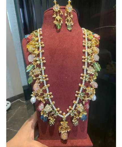 Indian Flower Long Necklace, Indian Jewelry, Bollywood Jewelry, Pakistani Jewelry, Indian Wedding Necklace, Bridal Choker, Kundan Necklace, | Save 33% - Rajasthan Living 3