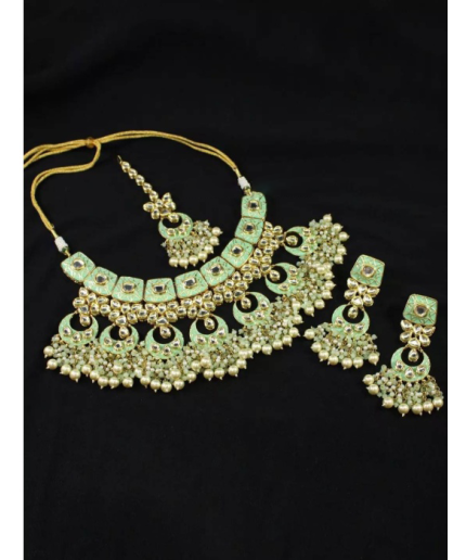 Sabyasachi Inspired Designer Kundan Set, Green Kundan Choker, Kundan Bridal Choker Set, Customizable Kundan Bridal Sets, Royal Kundan Sets | Save 33% - Rajasthan Living