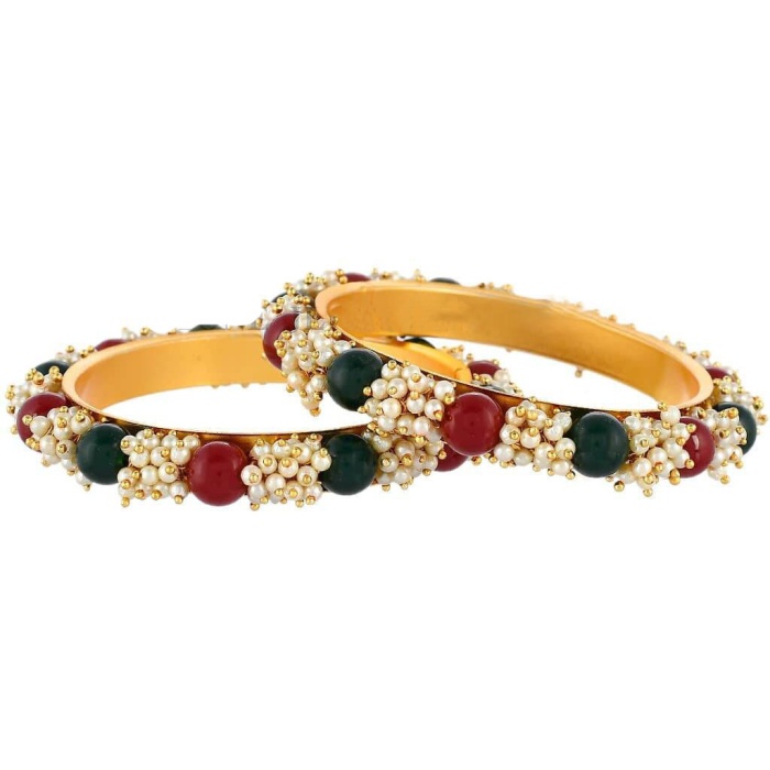 Beautiful Hand Crafted Bajri Bangles Red and Green Stone | Save 33% - Rajasthan Living 7