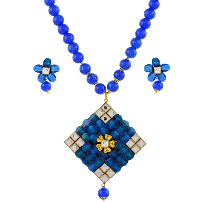 Indian Necklace Set With Unique Blue Colour and a Earring Pair, Jewelry Set/indian Jewelry/wedding Jewelry for Girls and Woman | Save 33% - Rajasthan Living 8