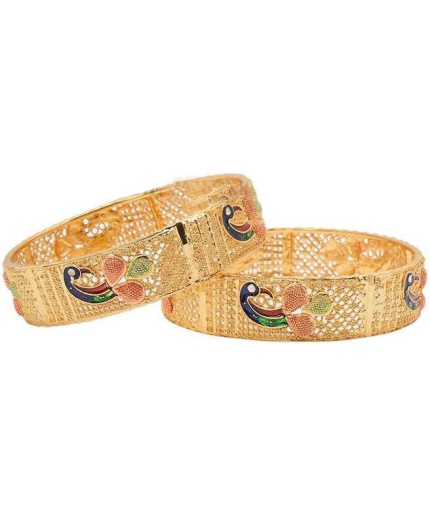 Peacock Design Bangles / 2×4 2×6 2×8 Indian Bangles / Micro Gold Plated Bangles / Bangle Bracelet / Set of 2 Bangles / Meenakari Bangles | Save 33% - Rajasthan Living 3
