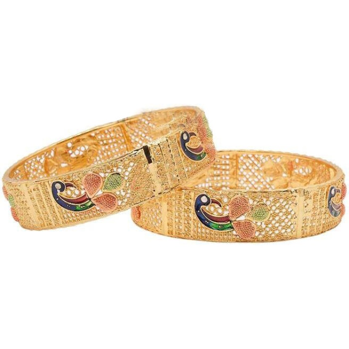 Peacock Design Bangles / 2×4 2×6 2×8 Indian Bangles / Micro Gold Plated Bangles / Bangle Bracelet / Set of 2 Bangles / Meenakari Bangles | Save 33% - Rajasthan Living 6