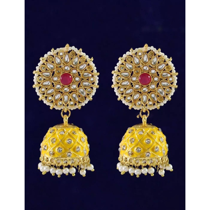 Kundan Earrings Jewelry Set, Designer Minakari Beads Earrings, South Indian Earrings, Punjabi Earrings, Pakistani Set, Bridesmaid Earrings | Save 33% - Rajasthan Living 5