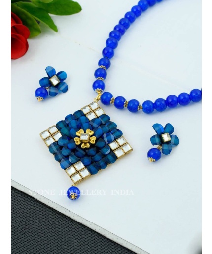 Indian Necklace Set With Unique Blue Colour and a Earring Pair, Jewelry Set/indian Jewelry/wedding Jewelry for Girls and Woman | Save 33% - Rajasthan Living 3