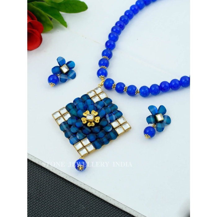 Indian Necklace Set With Unique Blue Colour and a Earring Pair, Jewelry Set/indian Jewelry/wedding Jewelry for Girls and Woman | Save 33% - Rajasthan Living 6