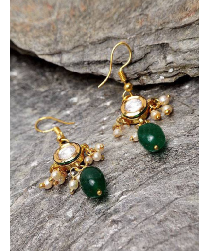 New Round Kundan Earrings With Green Moti, Casual Earring, Light Weight Earring, Anniversary Earring, Wedding Jewellery, Traditional Earring | Save 33% - Rajasthan Living 3