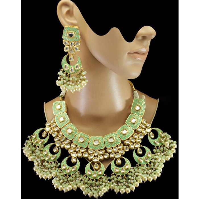 Sabyasachi Inspired Designer Kundan Set, Green Kundan Choker, Kundan Bridal Choker Set, Customizable Kundan Bridal Sets, Royal Kundan Sets | Save 33% - Rajasthan Living 10