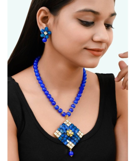 Indian Necklace Set With Unique Blue Colour and a Earring Pair, Jewelry Set/indian Jewelry/wedding Jewelry for Girls and Woman | Save 33% - Rajasthan Living
