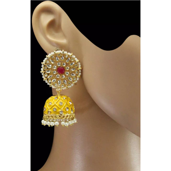 Kundan Earrings Jewelry Set, Designer Minakari Beads Earrings, South Indian Earrings, Punjabi Earrings, Pakistani Set, Bridesmaid Earrings | Save 33% - Rajasthan Living 6