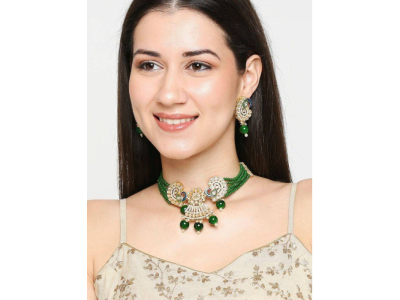 peacock design stone choker necklace, indian choker necklace set for women, beads necklaces for bridesmaids choker, kundan wedding jewellery