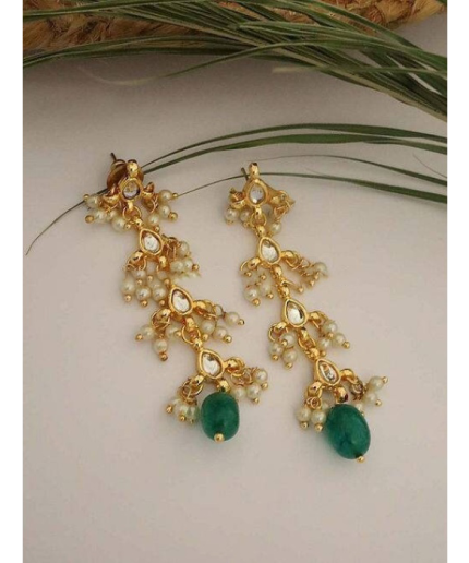 Gold Kundan Earrings, White Cherry Blossom Earrings, Sakura Earrings, Bridal Earrings, Flower Dangle Earrings, Botanical Earrings, Flower | Save 33% - Rajasthan Living