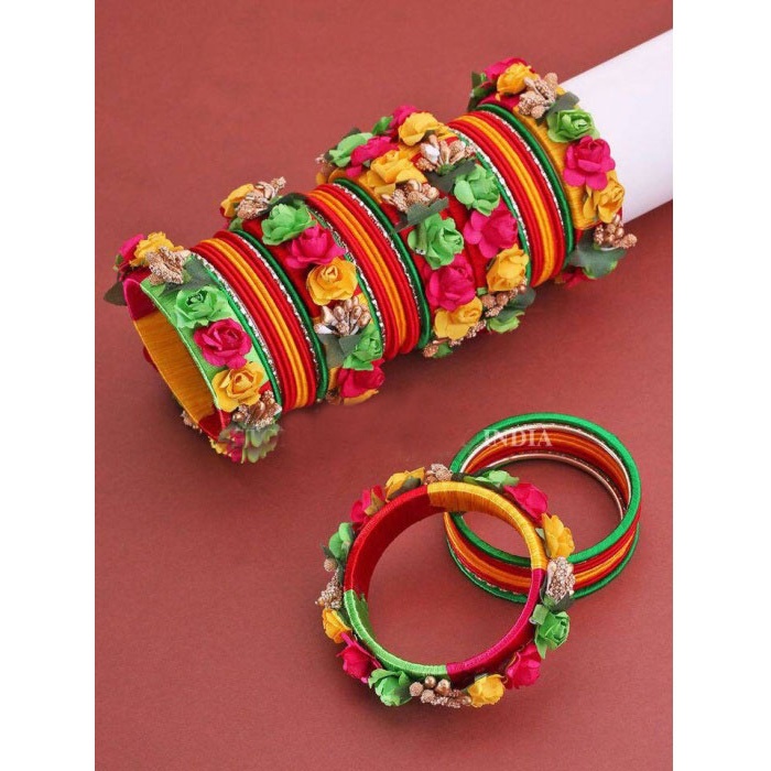 Indian Flower Bangle Set for Women and Girls, Wedding Wear Flower Chuda | Save 33% - Rajasthan Living 5