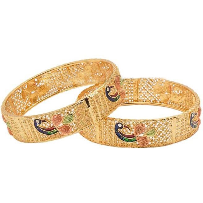 Peacock Design Bangles / 2×4 2×6 2×8 Indian Bangles / Micro Gold Plated Bangles / Bangle Bracelet / Set of 2 Bangles / Meenakari Bangles | Save 33% - Rajasthan Living 8