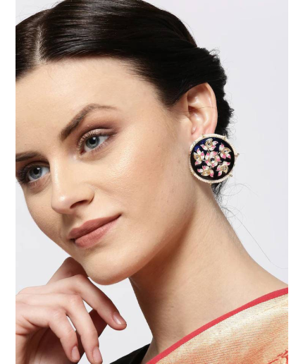 Blue Statement Earrings, Kundan Earrings, White Flower Earrings, Stud Dangle Earrings, Big Bold Earrings, Beaded Earrings, Gift for Her | Save 33% - Rajasthan Living